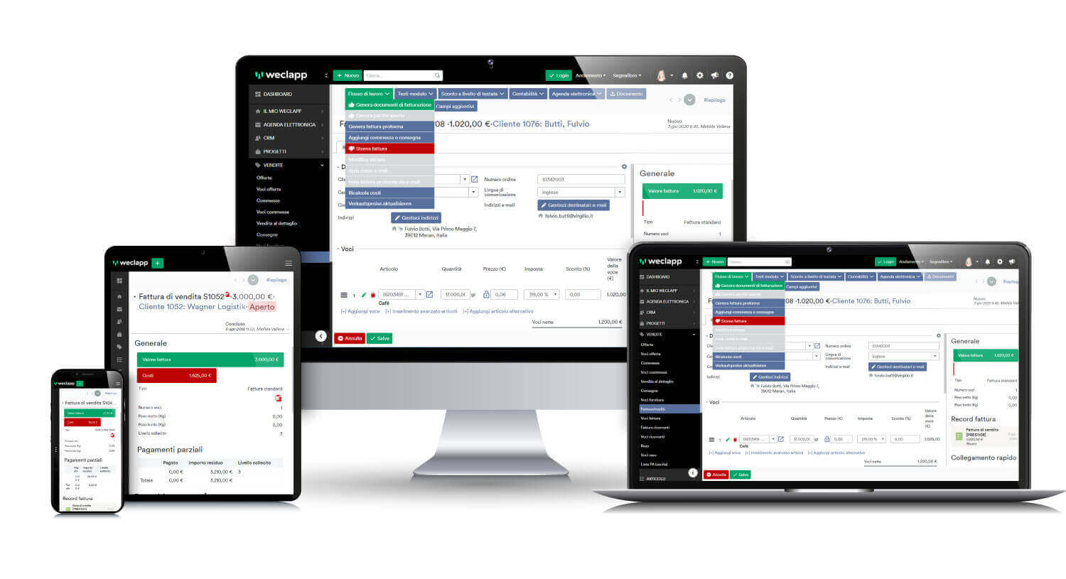 weclapp fattura su tutti i dispositivi