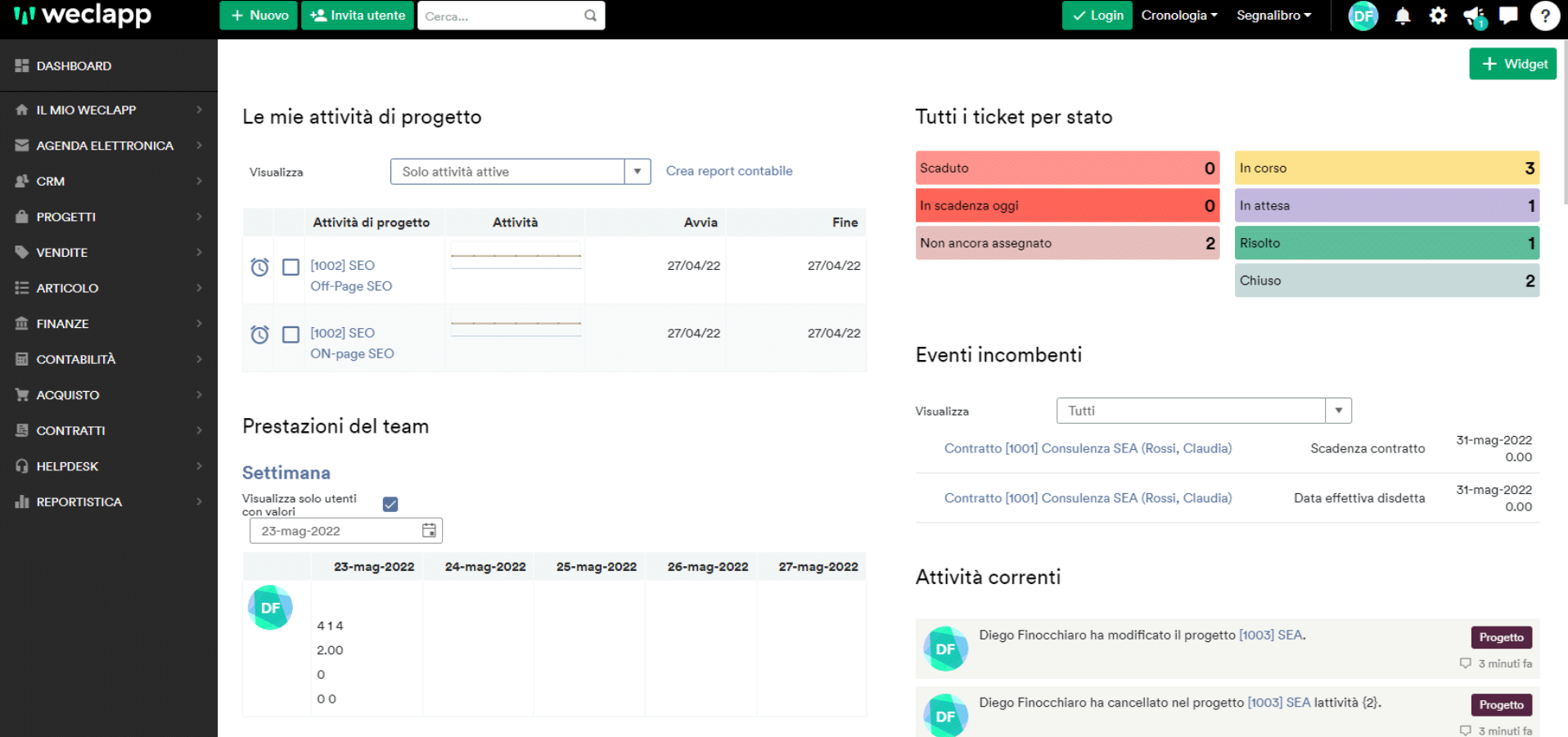 web agency software dashboard