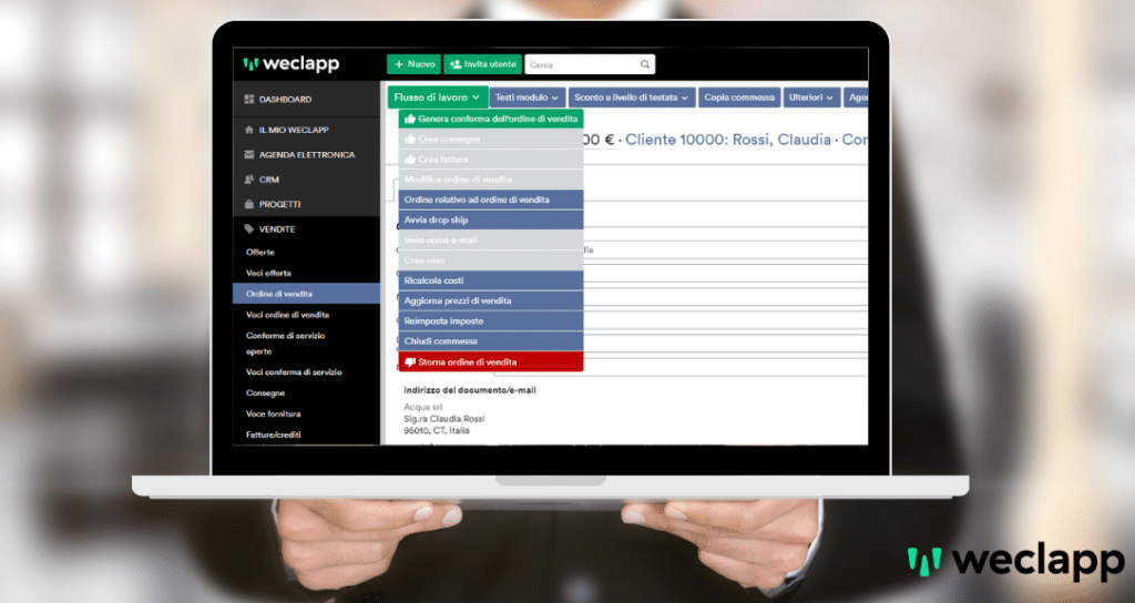 workflow del gestionale ERP di weclapp