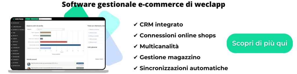 Banner gestionale ecommerce su referenza. Case history e-commerce e commercio weclapp