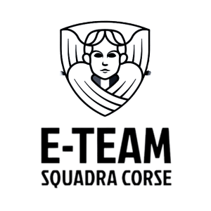 Logo referenza weclapp di e-team squadra corse bianco e nero