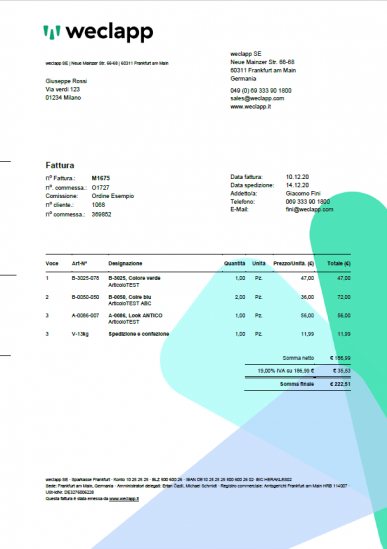 Modello fattura weclapp